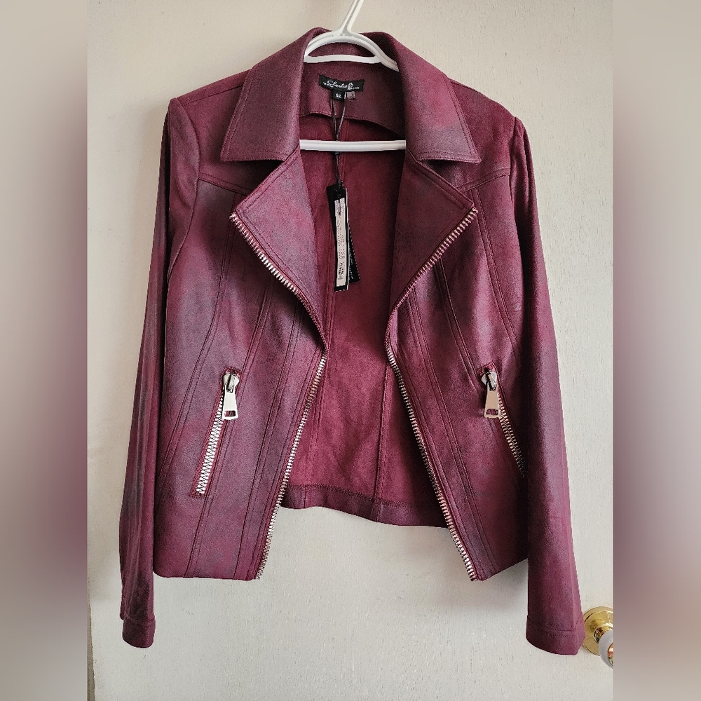 CHARLIE B Women's Burgundy Jacket Size L